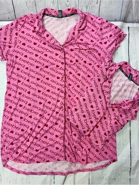 bebe Pink Logo-Print Short Sleeve Nightgowns